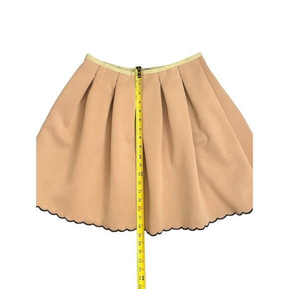 Manoush Neoprene Pleated A-Line Skirt Tan/ Black Scalloped Edges Sz 38 FR (US 6) - Picture 11 of 11